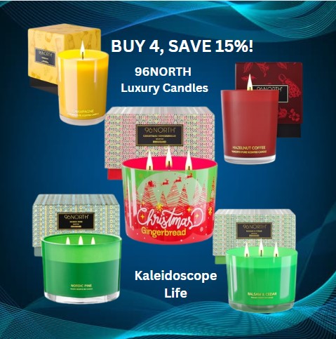 96NORTH Luxury Candles. Natural fragrance technology. Aromatherapy. 100% natural soy wax. 3 wick candles up to 50 hours burning time. Single wick candles up to 35 hours burning time.
