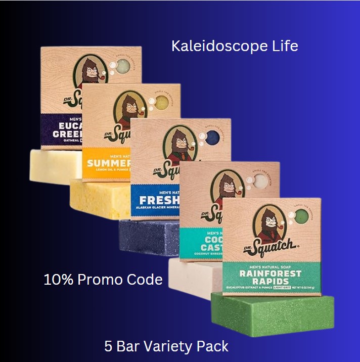 Dr. Squatch All Natural Bar Soap for Men, 5 Bar Variety Pack - Men's Natural Bar Soap - Rainforest Rapids, Coconut Castaway, Fresh Falls, Summer Citrus, and Eucalyptus Greek Yogurt - Soap Gift