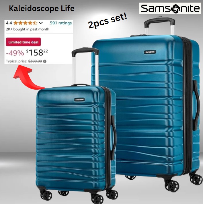 Samsonite Evolve Se Hardside Expandable Luggage with Double Spinner Wheels, Caribbean Blue, 2PC Set (CO/L)