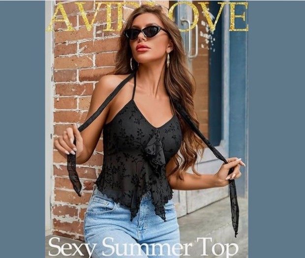 Avidlove Halter Tops for Women Mesh Tank Top Sexy Camisoles Y2K Crop Top Going Out Tops Trendy Summer Tops Outfits